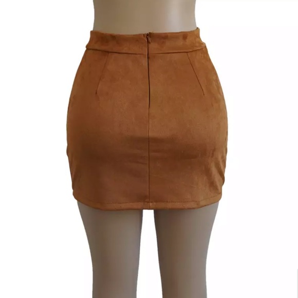 One Left! HP! New! ☆ Super Cozy Burnt Orange Fall Lace Up Mini Skirt - Picture 3 of 4
